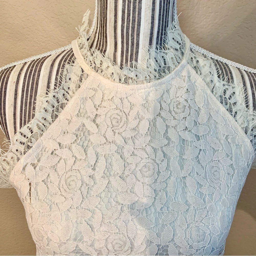 NEW Boho Lace Top Small Ivory / Cream Sleeveless Shirt w/Lace Layer Classy - Picture 4 of 16
